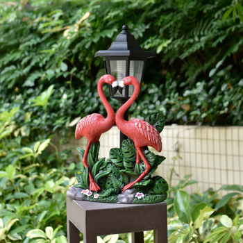 Flamingo vanjska solarna skulptura i lampa za vrt — vodootporna, smola, Zhongtuo, CE potvrda