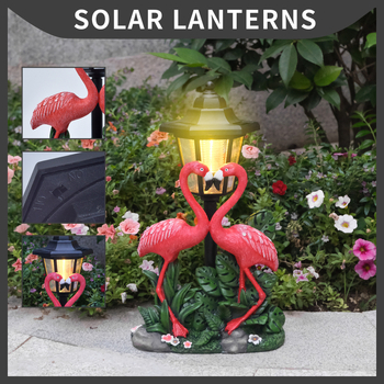 Flamingo vanjska solarna skulptura i lampa za vrt — vodootporna, smola, Zhongtuo, CE potvrda