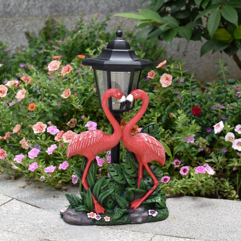 Flamingo vanjska solarna skulptura i lampa za vrt — vodootporna, smola, Zhongtuo, CE potvrda