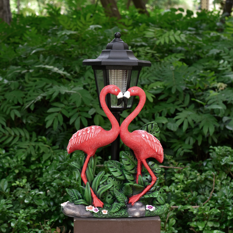 Flamingo vanjska solarna skulptura i lampa za vrt — vodootporna, smola, Zhongtuo, CE potvrda