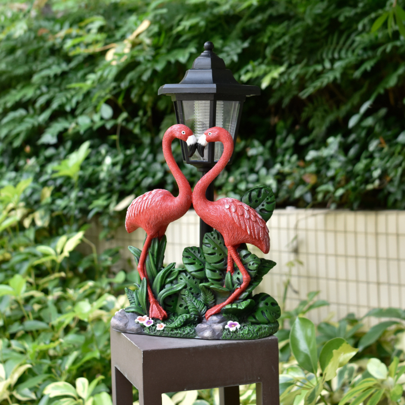 Flamingo vanjska solarna skulptura i lampa za vrt — vodootporna, smola, Zhongtuo, CE potvrda