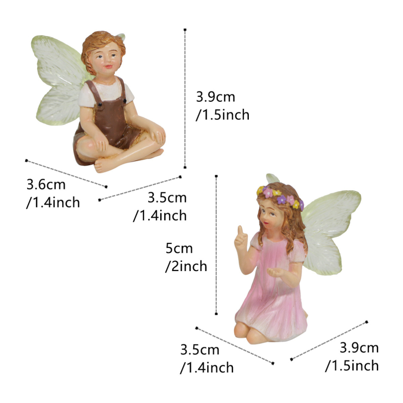 Kerti mini táj dekorációk gyantából — két cserép, idilli stílus, Honggao márka, karton csomagolás