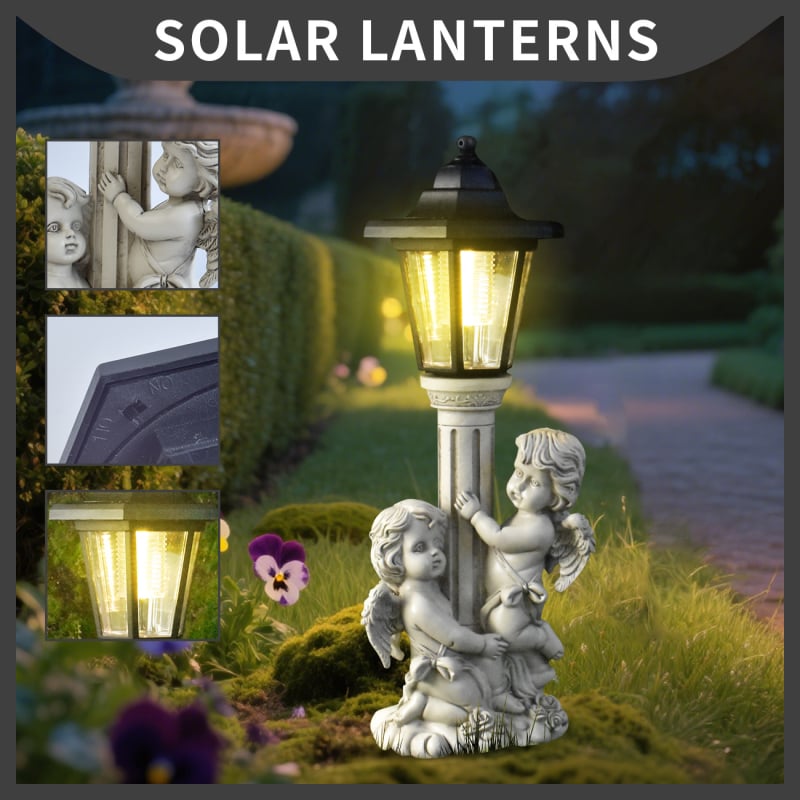 Anđeoska vrtna statua sa solarnim osvjetljenjem (Materijal: sintetička smola; Broj proizvoda: LD-057; Marka: Zhongtuo; Stil: američki stil; Vanjska vodootporna solarna rasvjeta)