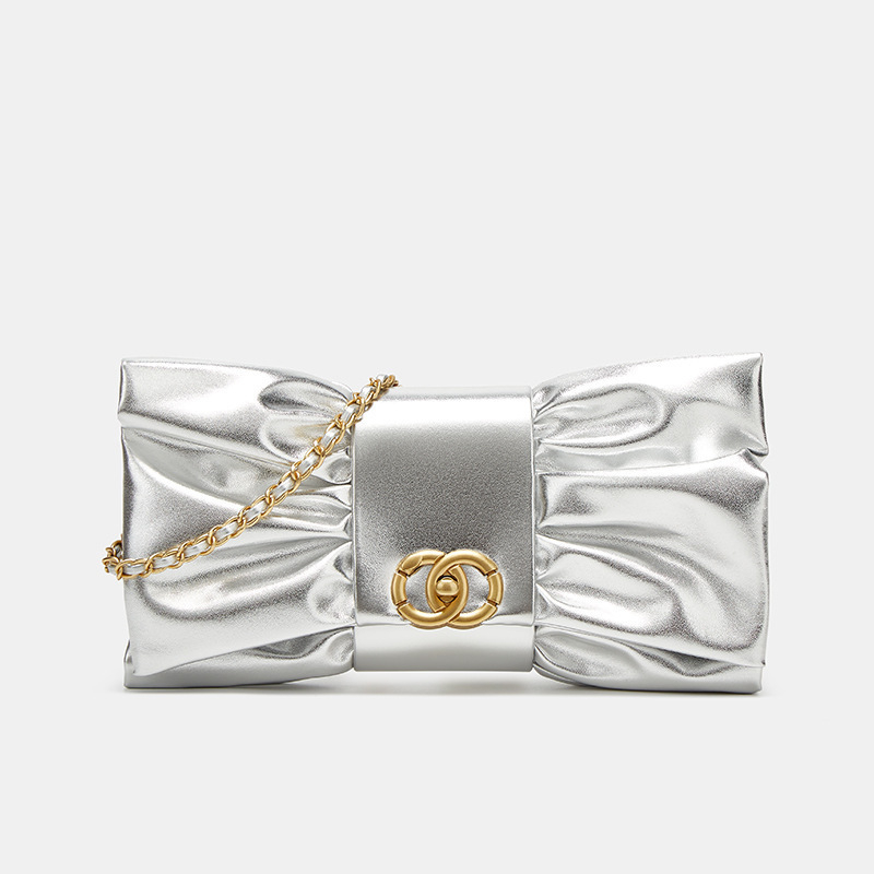 Íves masnis kézitáska PU bőrből, rejtett cipzáras zsebbel, zárócsattal, LAITIDIER