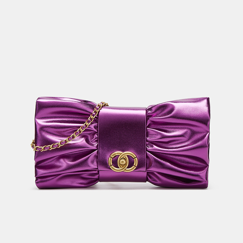 Íves masnis kézitáska PU bőrből, rejtett cipzáras zsebbel, zárócsattal, LAITIDIER