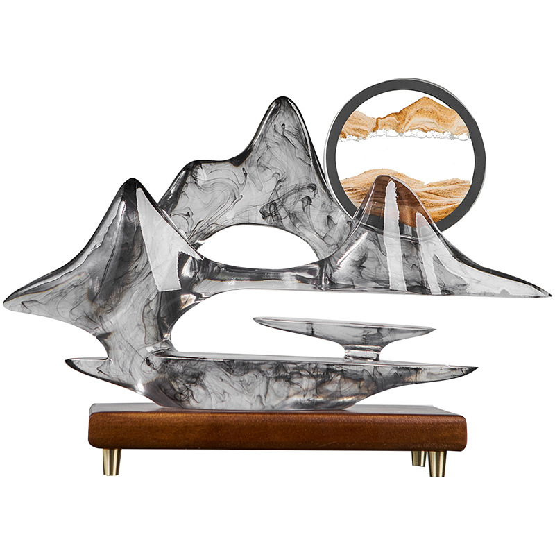 Gyantából készült dísztárgy – folyóhomok festmény, kínai stílusú táj dekoráció