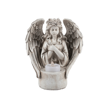 Európai stílusú angyal gyertyatartó gyantából – beltéri és kültéri használatra, mini monumentális táj, nappali dekoráció (Anyag: szintetikus gyanta; Márka: Qite Art; Kategória: gyanta kézműves termékek; Csomagolás: karton)