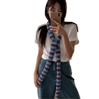 Közepes hosszúságú kézzel kötött sál warp knitting technikával, gyapjúkeverék anyag, japán és dél-koreai stílus, téli melegen tart