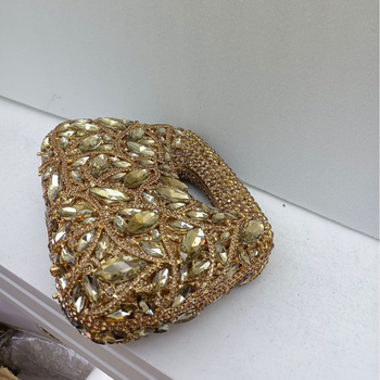 Večernja torbica s dijamantima u metalnoj tvrdoj kutiji, magnetska kopča, PU podstava, retro europsko-američki stil