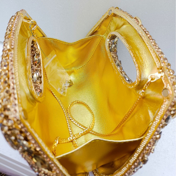 Večernja torbica s dijamantima u metalnoj tvrdoj kutiji, magnetska kopča, PU podstava, retro europsko-američki stil