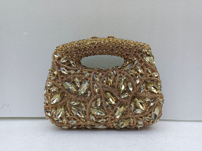 Večernja torbica s dijamantima u metalnoj tvrdoj kutiji, magnetska kopča, PU podstava, retro europsko-američki stil