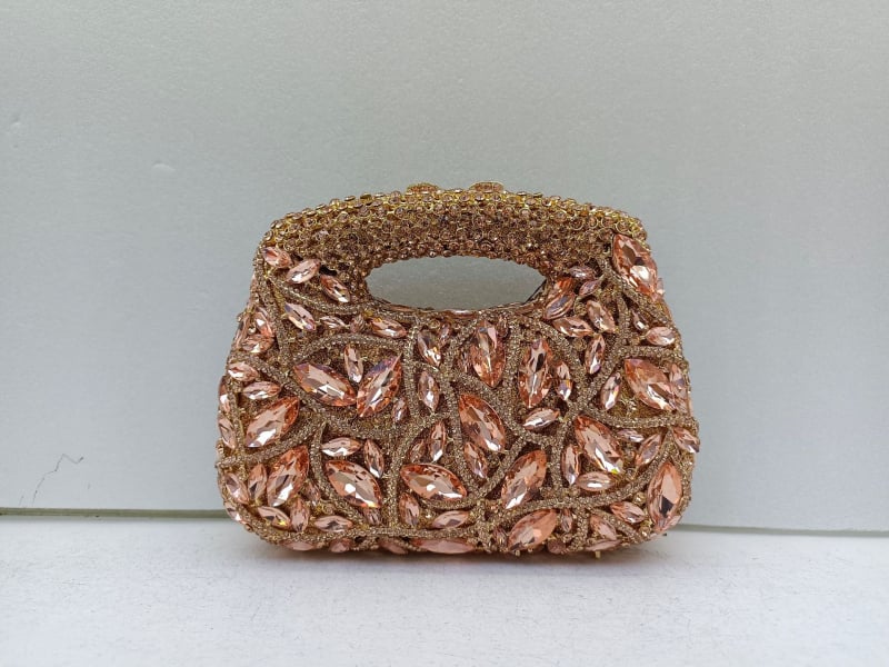 Večernja torbica s dijamantima u metalnoj tvrdoj kutiji, magnetska kopča, PU podstava, retro europsko-američki stil