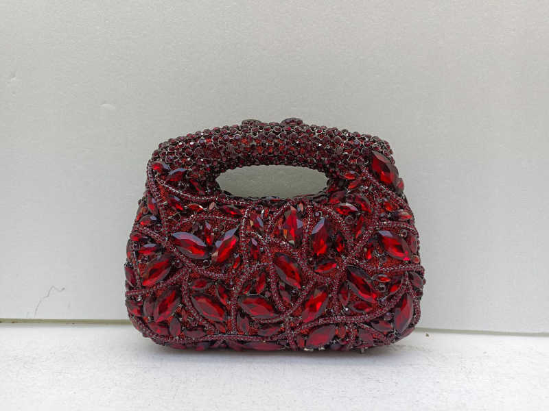 Večernja torbica s dijamantima u metalnoj tvrdoj kutiji, magnetska kopča, PU podstava, retro europsko-američki stil