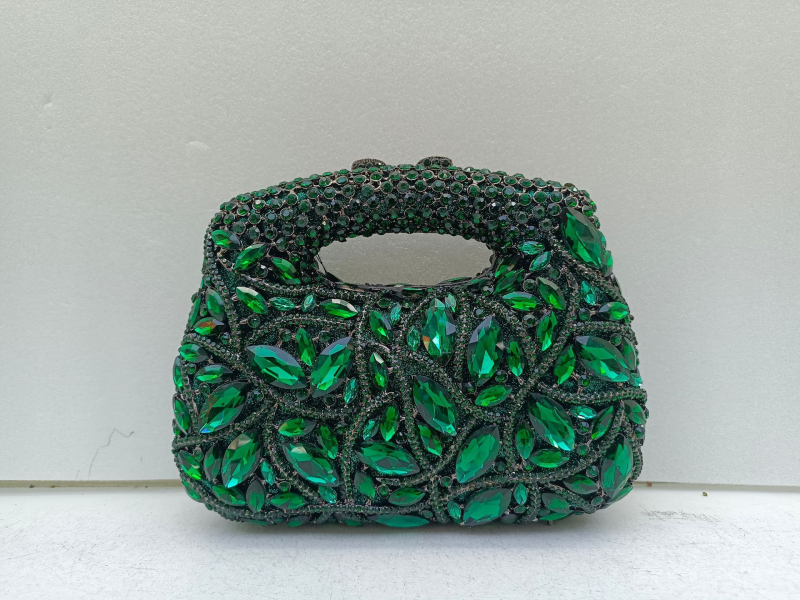 Večernja torbica s dijamantima u metalnoj tvrdoj kutiji, magnetska kopča, PU podstava, retro europsko-američki stil