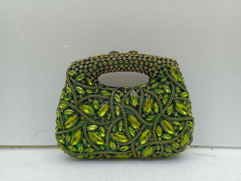 Večernja torbica s dijamantima u metalnoj tvrdoj kutiji, magnetska kopča, PU podstava, retro europsko-američki stil