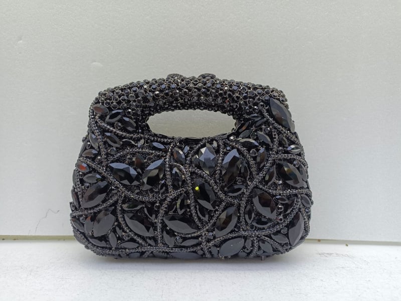 Večernja torbica s dijamantima u metalnoj tvrdoj kutiji, magnetska kopča, PU podstava, retro europsko-američki stil