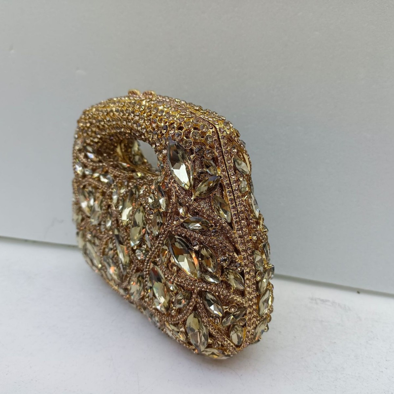 Večernja torbica s dijamantima u metalnoj tvrdoj kutiji, magnetska kopča, PU podstava, retro europsko-američki stil