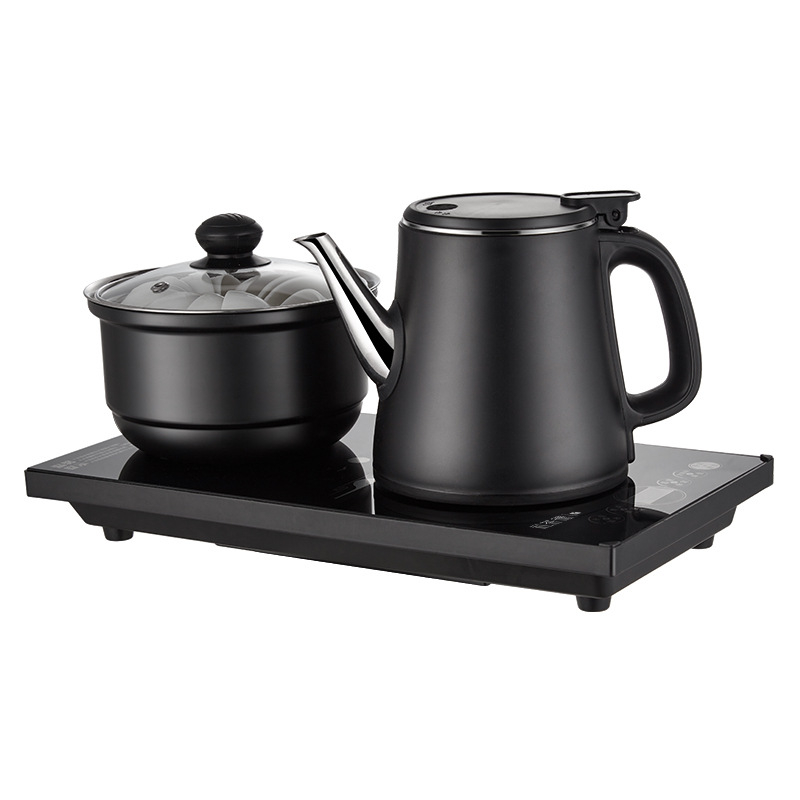 Plită electrică pentru ceai cu ceainic încorporat și pompă de apă – 2 arzătoare cu inducție, capacitate 1–2 L, control tactil, putere 1000–1500 W, bază 360°
