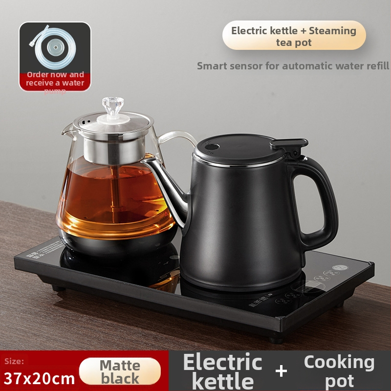 Plită electrică pentru ceai cu ceainic încorporat și pompă de apă – 2 arzătoare cu inducție, capacitate 1–2 L, control tactil, putere 1000–1500 W, bază 360°