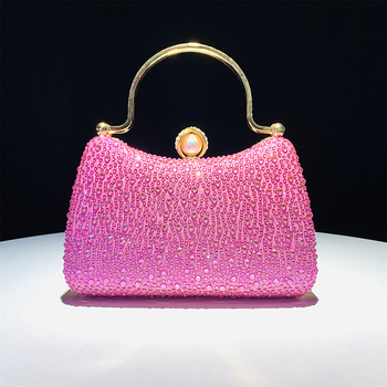 Večernja clutch torbica sa kristalima – satenski materijal, jastučast oblik, trodimenzionalna mala kvadratna torbica sa zatvaračem