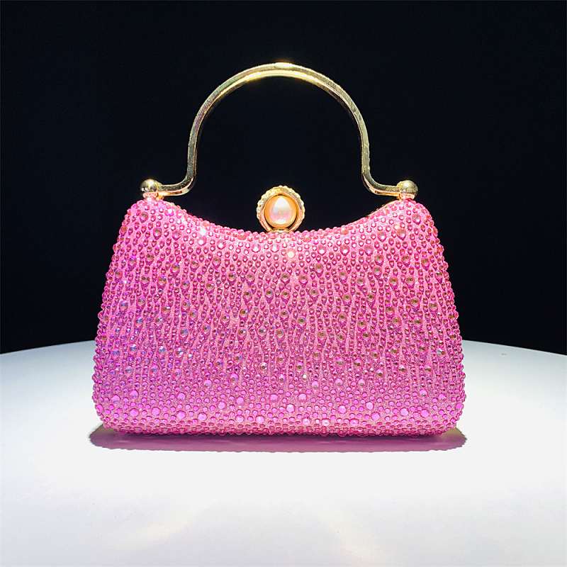 Večernja clutch torbica sa kristalima – satenski materijal, jastučast oblik, trodimenzionalna mala kvadratna torbica sa zatvaračem