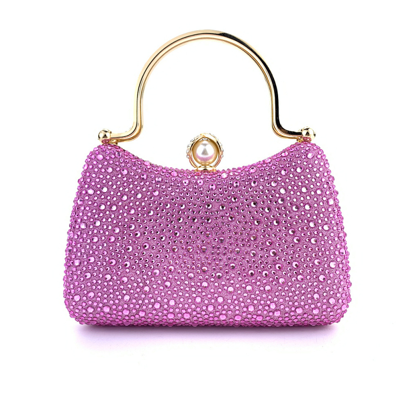 Večernja clutch torbica sa kristalima – satenski materijal, jastučast oblik, trodimenzionalna mala kvadratna torbica sa zatvaračem