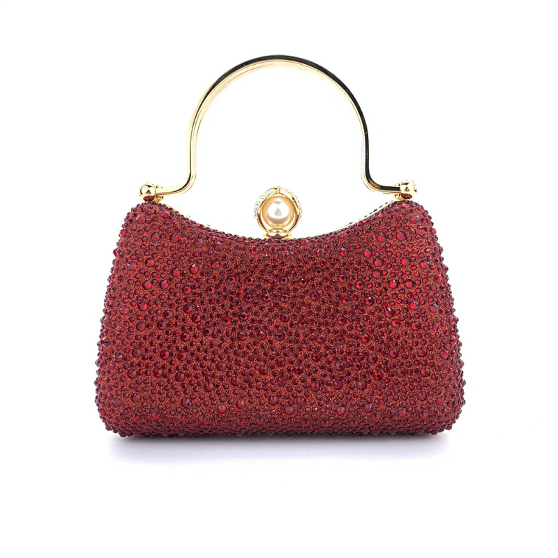 Večernja clutch torbica sa kristalima – satenski materijal, jastučast oblik, trodimenzionalna mala kvadratna torbica sa zatvaračem