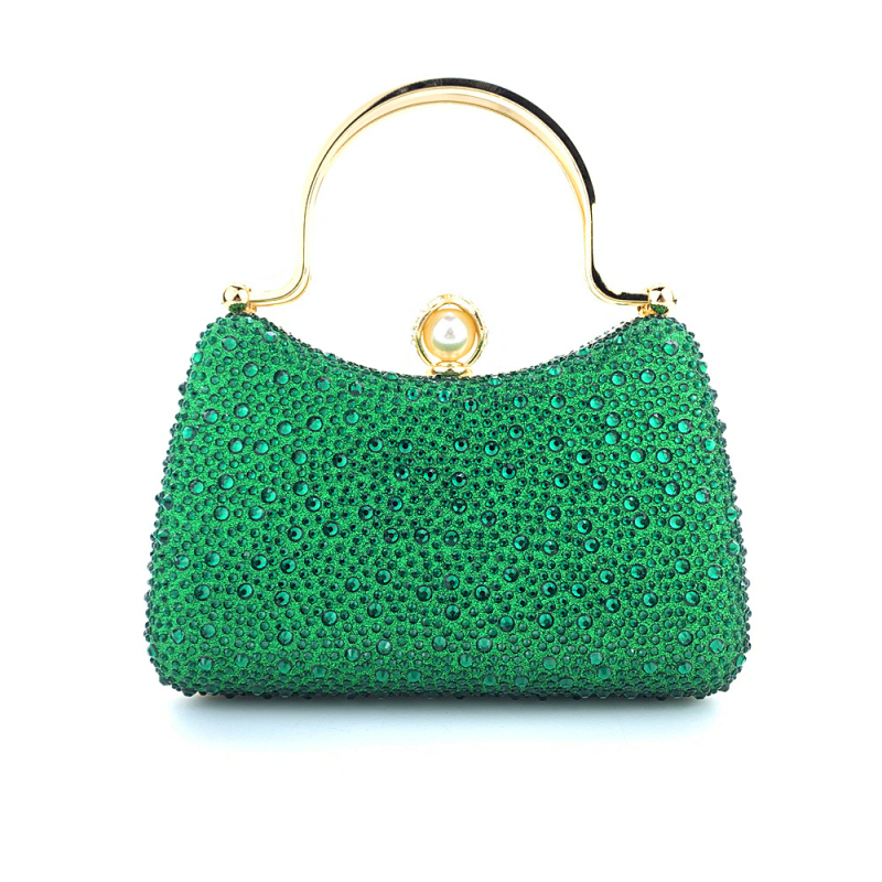 Večernja clutch torbica sa kristalima – satenski materijal, jastučast oblik, trodimenzionalna mala kvadratna torbica sa zatvaračem
