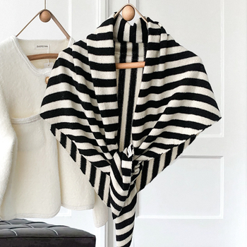 100% вълнен триъгълен шал за жени, зимен, райета, мек и плътен, плетен метод: warp, произход: Jinhua