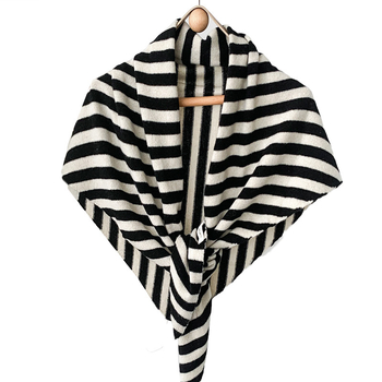 100% вълнен триъгълен шал за жени, зимен, райета, мек и плътен, плетен метод: warp, произход: Jinhua