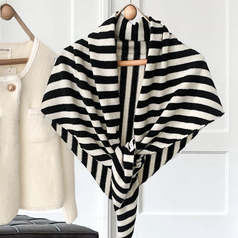 100% вълнен триъгълен шал за жени, зимен, райета, мек и плътен, плетен метод: warp, произход: Jinhua