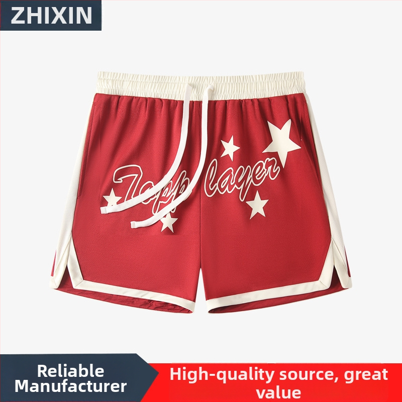 Ανδρικά αθλητικά σορτς με δίχτυ, γρήγορο στέγνωμα, διαπνοή, 100% πολυεστέρας, άνετη φαρδιά γραμμή, κατάλληλα για τρέξιμο, γυμναστήριο και μπάσκετ.