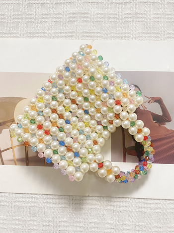 Ručna Bayberry bead večernja torba – akril, kvadratna torbica, vodoravni oblik, džep za mobitel