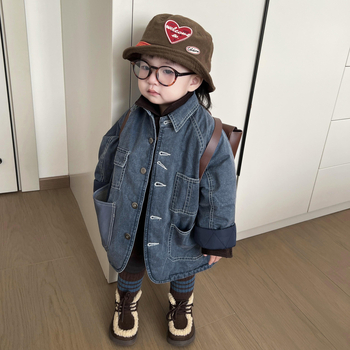 Παιδικό μπουφάν για φθινόπωρο 2025, κορεατικού στυλ (στρογγυλός λαιμός; χωρίς κουκούλα; μαλακή επεξεργασία; εξωτερικό ύφασμα 100% πολυεστέρας; επένδυση πολυεστέρας)