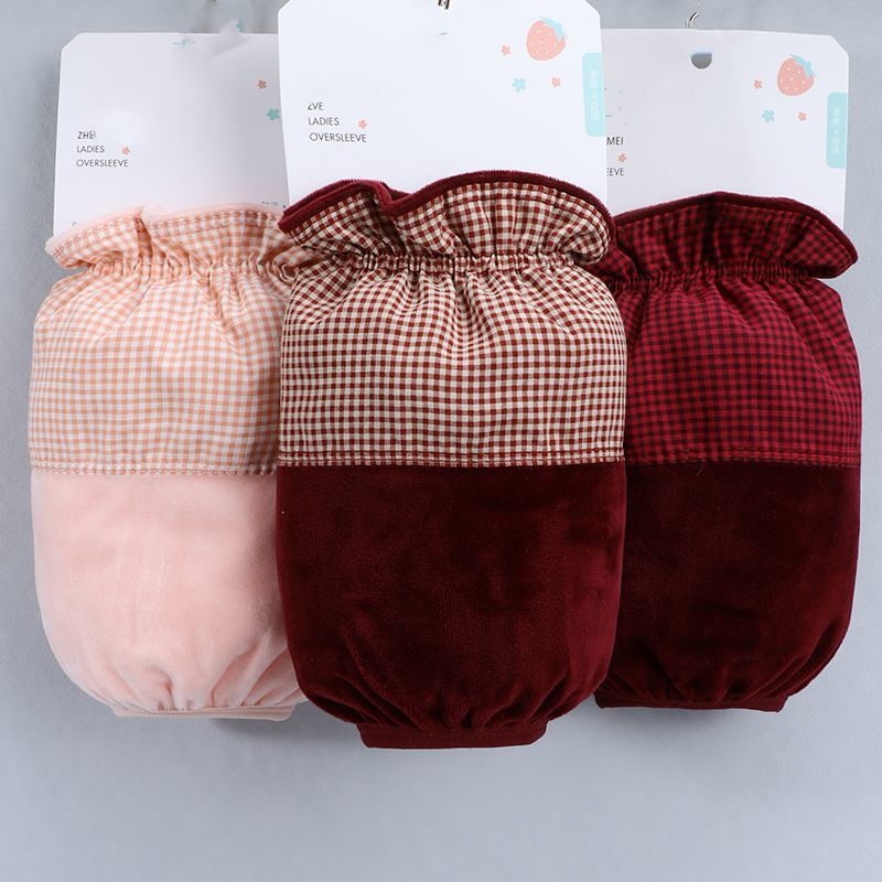 Γυναικείες κοντές προστατευτικές μανσέτες με καρό μοτίβο για φθινόπωρο-χειμώνα, πολυεστέρας, κέντημα, αντι-βρωμιά (μοτίβο καρό; εποχές: χειμώνας/άνοιξη/φθινόπωρο)