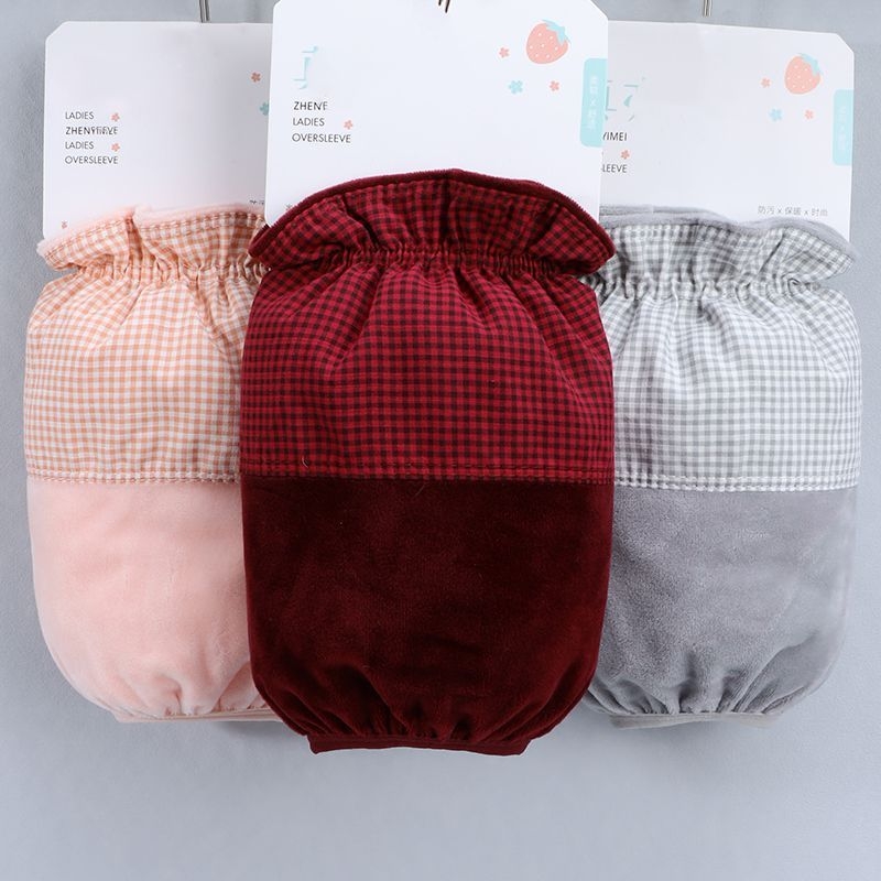 Γυναικείες κοντές προστατευτικές μανσέτες με καρό μοτίβο για φθινόπωρο-χειμώνα, πολυεστέρας, κέντημα, αντι-βρωμιά (μοτίβο καρό; εποχές: χειμώνας/άνοιξη/φθινόπωρο)