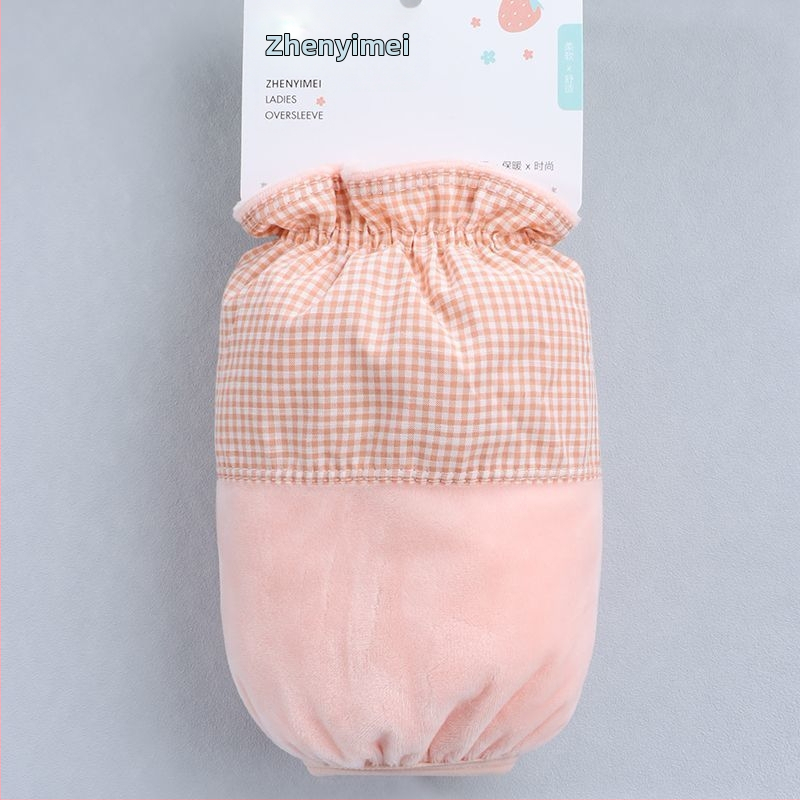 Ženské krátke ochranné návleky na ruky s károvým vzorom pre jeseň a zimu, polyester, výšivka, proti špinavosti (kárový vzor; sezóny: zima/jeseň)