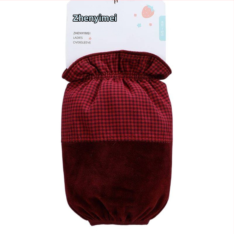 Ženské krátke ochranné návleky na ruky s károvým vzorom pre jeseň a zimu, polyester, výšivka, proti špinavosti (kárový vzor; sezóny: zima/jeseň)