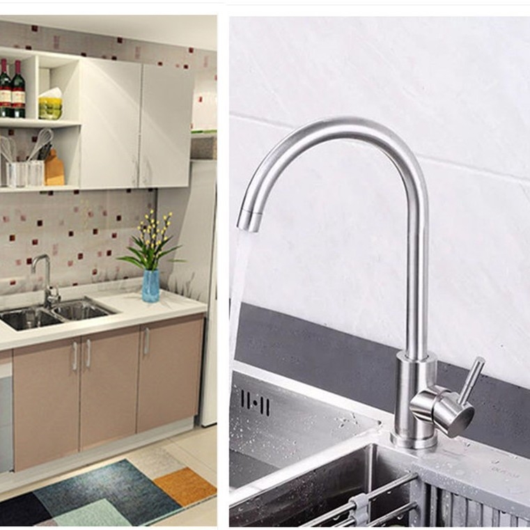 Kuhinjska slavina od nehrđajućeg čelika 304 – keramički jezgreni ventil, miješanje, jednoručna, otvor ključem