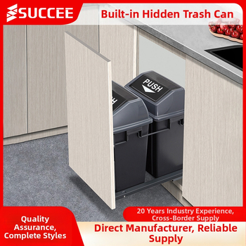 Κουζίνας ντουλάπι με συρόμενο καλάθι απορριμμάτων, κρυφός κάδος με καπάκι, διπλά καλάθια, διαχωρισμός στερεών-υγρών, συρόμενος μηχανισμός