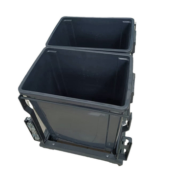 Κουζίνας ντουλάπι με συρόμενο καλάθι απορριμμάτων, κρυφός κάδος με καπάκι, διπλά καλάθια, διαχωρισμός στερεών-υγρών, συρόμενος μηχανισμός