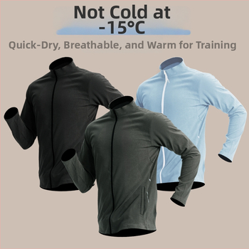 Férfi sportos dzseki poliészter keverékből fleece béléssel, magas állású gallér, hosszú ujjú, kapucni nélküli