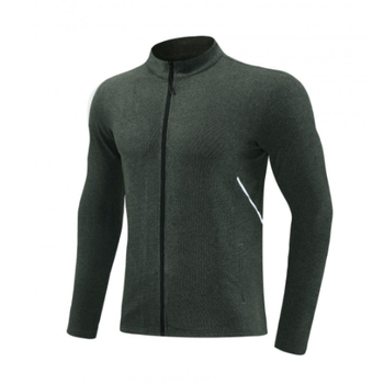 Férfi sportos dzseki poliészter keverékből fleece béléssel, magas állású gallér, hosszú ujjú, kapucni nélküli