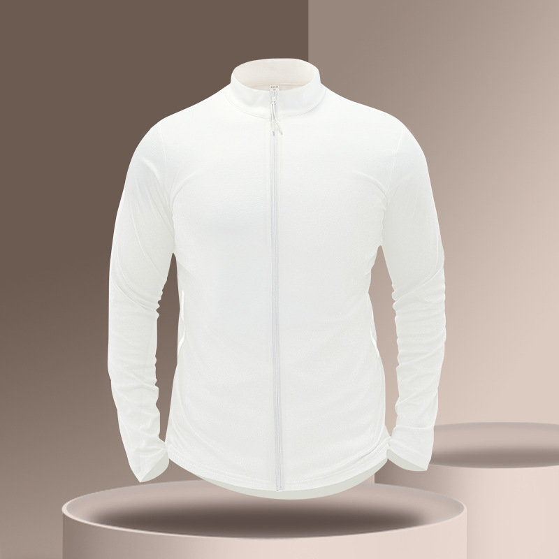 Férfi sportos dzseki poliészter keverékből fleece béléssel, magas állású gallér, hosszú ujjú, kapucni nélküli