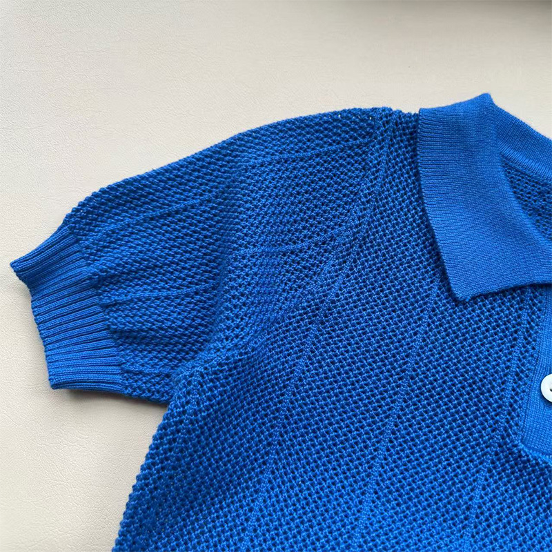 Pamuk polo majica za djecu, korejski stil ovratnika, ljeto 2025, unisex