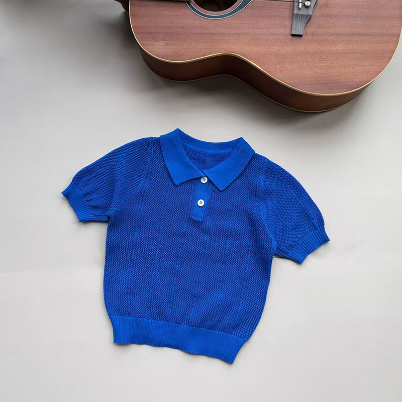 Pamuk polo majica za djecu, korejski stil ovratnika, ljeto 2025, unisex