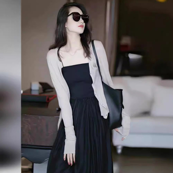 Ženski cardigan od ramije, dugi rukavi, tanak, redovita kroj, jednobojan