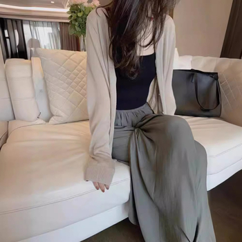 Ženski cardigan od ramije, dugi rukavi, tanak, redovita kroj, jednobojan