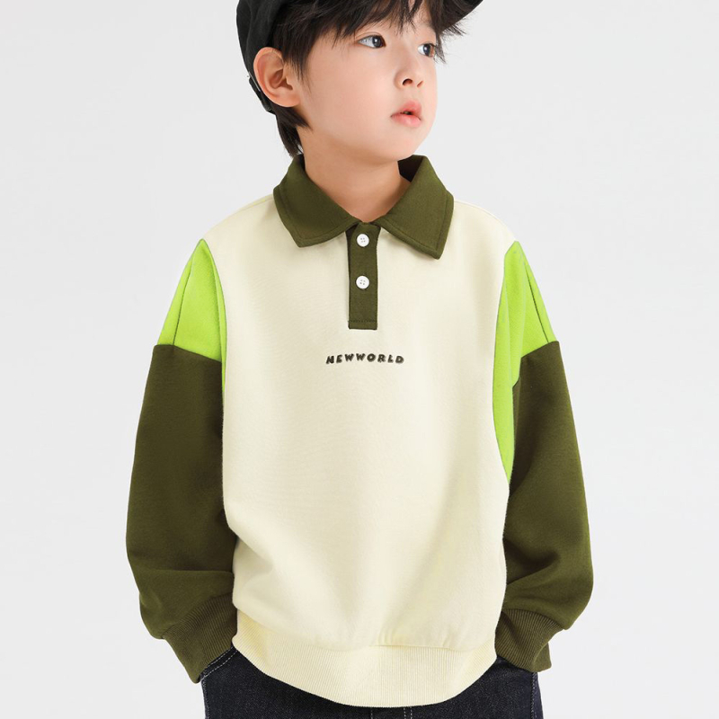 Παιδικό πόλο πουκάμισο για αγόρια από βαμβάκι, μακριά μανίκια, σχέδιο με γράμματα, για ηλικίες 3–8.