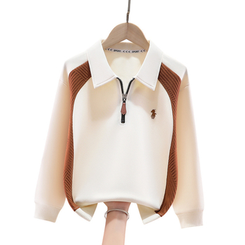 Dječji polo shirt s dugačkim rukavima, pamuk, s izvezenim slovima, jednostavan stil, za proljeće i jesen, za djecu stariju od 8 godina